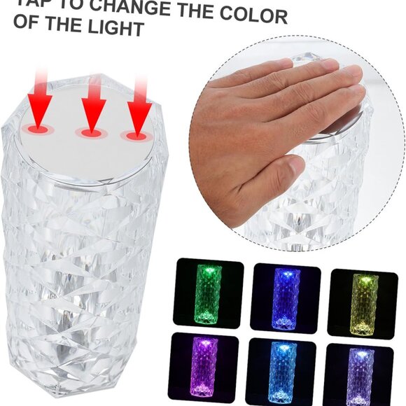 Rose Crystal Table Lamp/USB Rechargeable - Picture 5 of 11